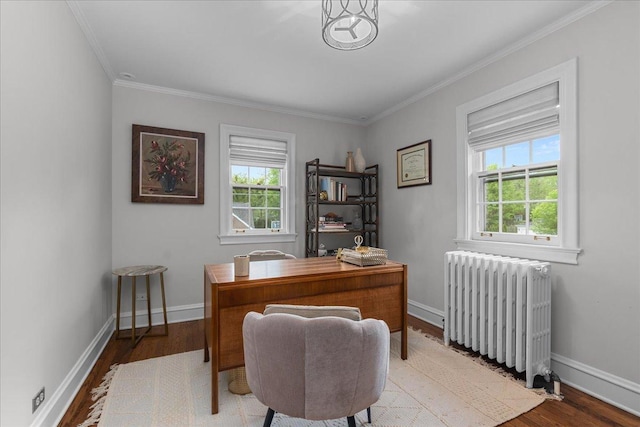 355 Myrtle St, Winnetka, IL 60093 - office with radiator, ornamental molding, and wood finished floors