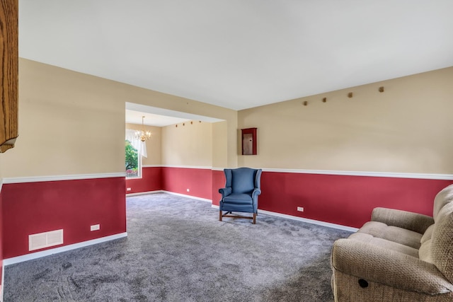 768 Fieldstone Dr, Lake Villa, IL 60046 - sitting room featuring a chandelier and carpet flooring