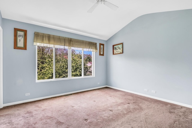 768 Fieldstone Dr, Lake Villa, IL 60046 - unfurnished room featuring lofted ceiling, carpet floors, and ceiling fan