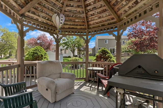768 Fieldstone Dr, Lake Villa, IL 60046 - wooden terrace featuring a gazebo and a residential view