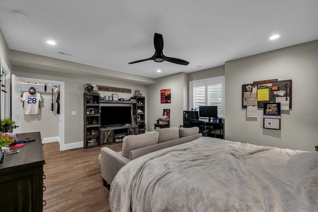 2611 Private Access 424, Mahomet, IL 61853 - bedroom featuring wood finished floors, recessed lighting, a desk, and ceiling fan
