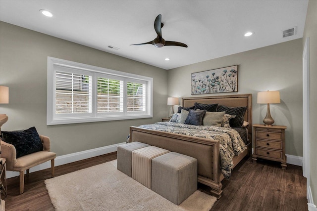 2611 Private Access 424, Mahomet, IL 61853 - bedroom featuring dark wood-type flooring, recessed lighting, and a ceiling fan