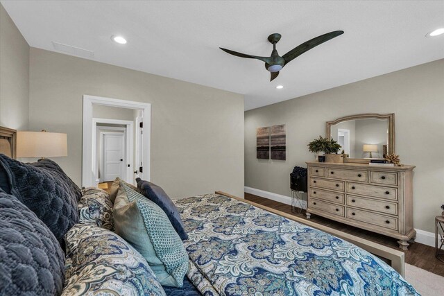 2611 Private Access 424, Mahomet, IL 61853 - bedroom with wood finished floors, recessed lighting, and a ceiling fan