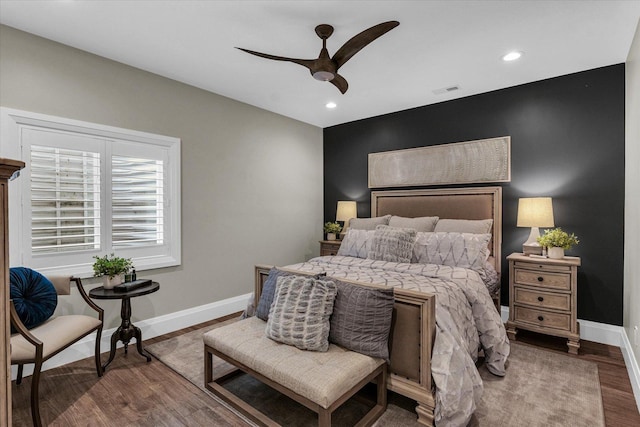 2611 Private Access 424, Mahomet, IL 61853 - bedroom featuring recessed lighting, wood finished floors, and a ceiling fan