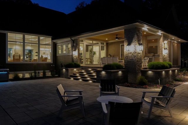2611 Private Access 424, Mahomet, IL 61853 - patio at twilight with a patio area and a ceiling fan
