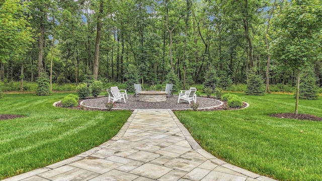 2611 Private Access 424, Mahomet, IL 61853 - view of grassy yard with a fire pit and a patio