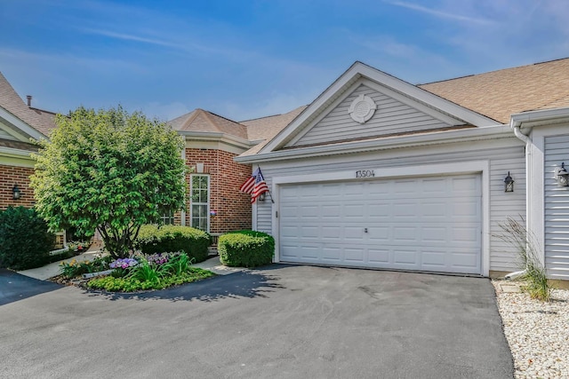 13504 S Buckthorn Ln, Plainfield, IL 60544 - view of front of house with driveway, a garage, brick siding, and a shingled roof