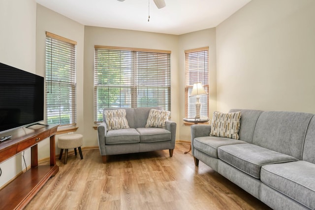 13504 S Buckthorn Ln, Plainfield, IL 60544 - living area featuring ceiling fan, light wood-type flooring, and plenty of natural light