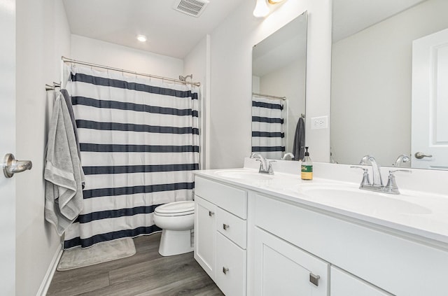 3068 Grande Trl, Yorkville, IL 60560 - full bath with double vanity, wood finished floors, and curtained shower