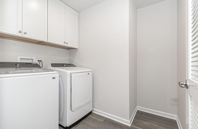 3068 Grande Trl, Yorkville, IL 60560 - laundry room with cabinet space, washing machine and dryer, and dark wood finished floors
