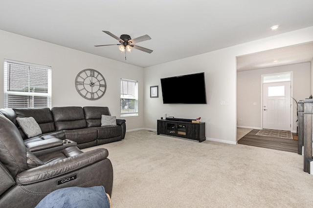 3068 Grande Trl, Yorkville, IL 60560 - living room with carpet floors and a ceiling fan