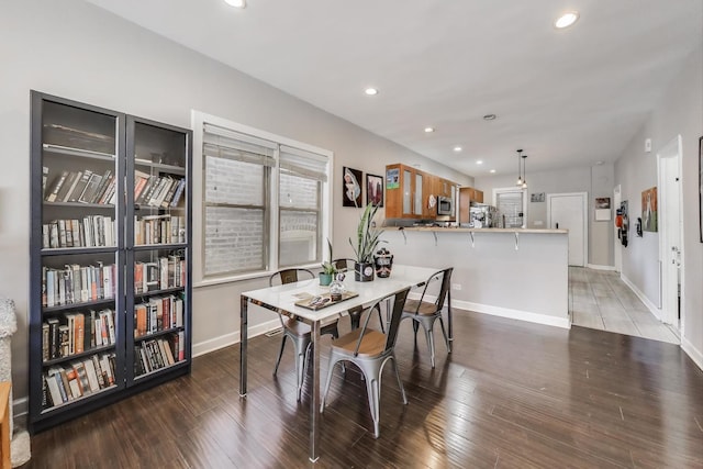 2150 W Coulter St, Chicago, IL 60608 - dining space featuring wood finished floors and recessed lighting