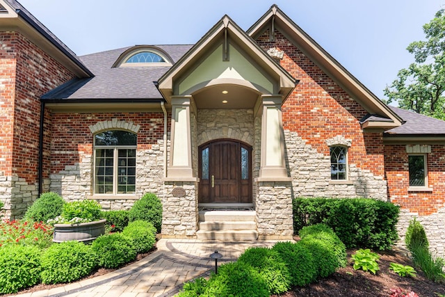 7N230 Sims Ln, Saint Charles, IL 60175 - entrance to property with stone siding and roof with shingles