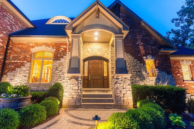 7N230 Sims Ln, Saint Charles, IL 60175 - property entrance featuring stone siding and brick siding
