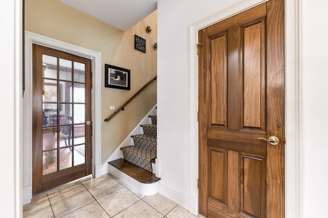 7N230 Sims Ln, Saint Charles, IL 60175 - entryway with stairway and light tile patterned flooring