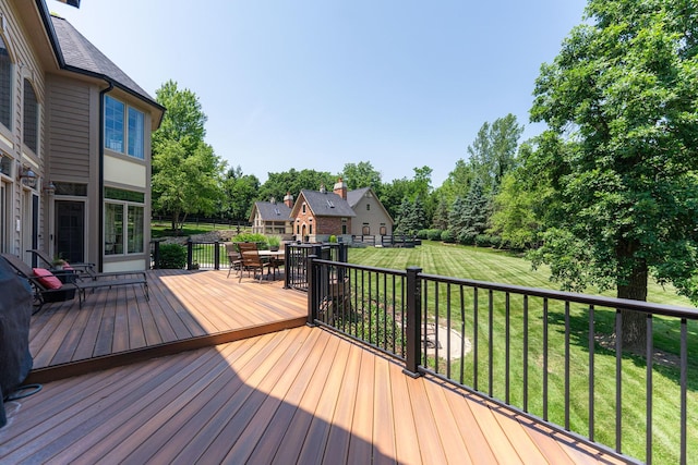 7N230 Sims Ln, Saint Charles, IL 60175 - wooden terrace featuring a yard and outdoor dining area