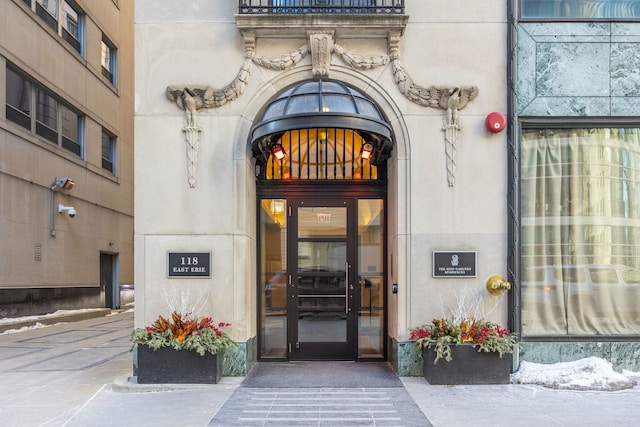 118 E Erie St Unit 18A, Chicago, IL 60611 - doorway to property featuring stone siding