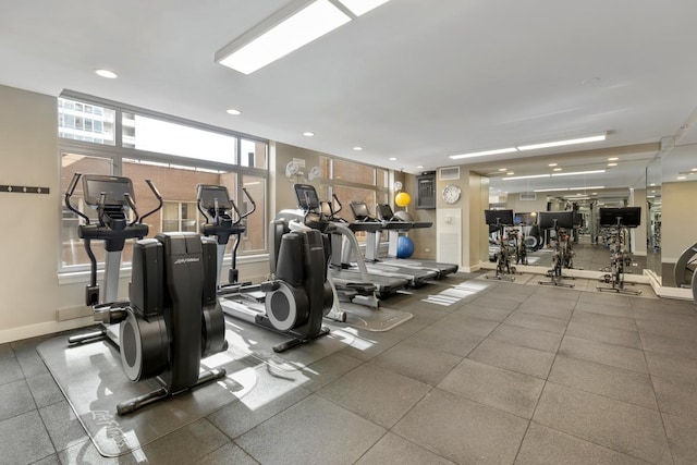 530 N Lake Shore Dr Unit 2408, Chicago, IL 60611 - exercise room with baseboards and recessed lighting