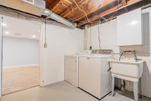 416 S Nelson Ave, Morton, IL 61550 - laundry area featuring separate washer and dryer and concrete block wall