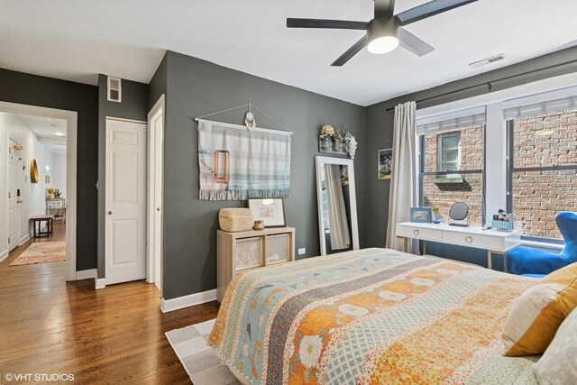 2128 N Hudson Ave Unit 204, Chicago, IL 60614 - bedroom featuring wood finished floors and ceiling fan