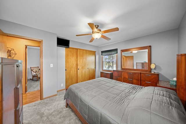 14893 Plank Rd, Sycamore, IL 60178 - bedroom with carpet, a closet, and a ceiling fan