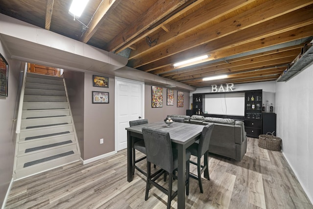 14893 Plank Rd, Sycamore, IL 60178 - dining area featuring light wood-style flooring and stairs