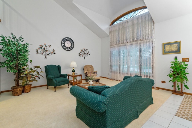 17815 Iroquois, Tinley Park, IL 60477 - living room with high vaulted ceiling and tile patterned floors