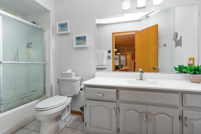 17815 Iroquois, Tinley Park, IL 60477 - full bathroom featuring tile patterned flooring, vanity, and bath / shower combo with glass door