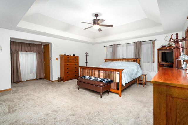 17815 Iroquois, Tinley Park, IL 60477 - bedroom featuring a raised ceiling, light carpet, and ceiling fan