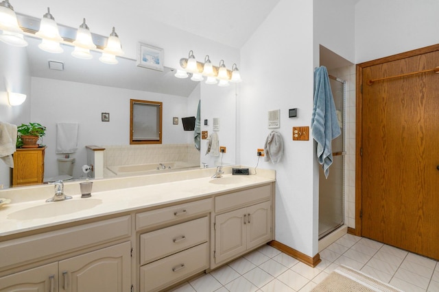 17815 Iroquois, Tinley Park, IL 60477 - bathroom with a stall shower, a garden tub, and double vanity