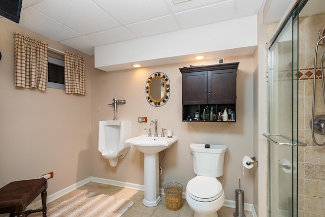 17815 Iroquois, Tinley Park, IL 60477 - full bathroom with a shower stall, a drop ceiling, and recessed lighting