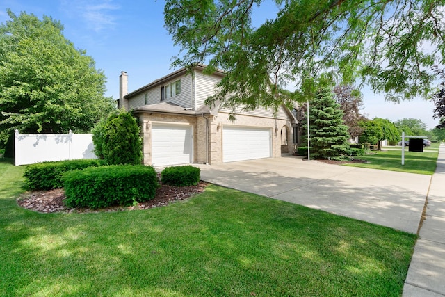 17815 Iroquois, Tinley Park, IL 60477 - view of side of home with concrete driveway and a chimney