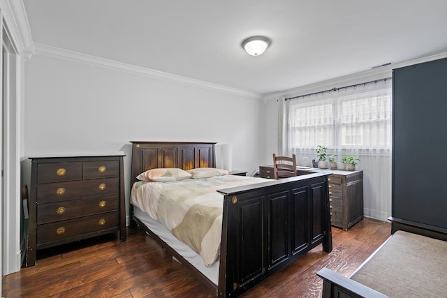 6401 W Home Ave Unit 6A, Worth, IL 60482 - bedroom featuring crown molding, dark wood-style floors, and paneled built in refrigerator