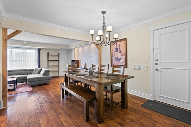 6401 W Home Ave Unit 6A, Worth, IL 60482 - dining room with a chandelier, dark wood-style flooring, and crown molding