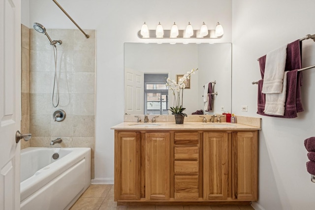 1720 W Diversey Pkwy Unit 1, Chicago, IL 60614 - full bath featuring bathing tub / shower combination, double vanity, and tile patterned flooring