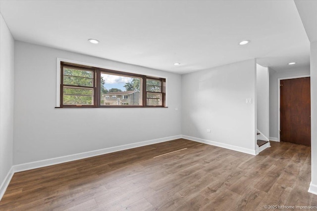 8826 Willow Rd, Hickory Hills, IL 60457 - empty room featuring wood finished floors, recessed lighting, and stairway