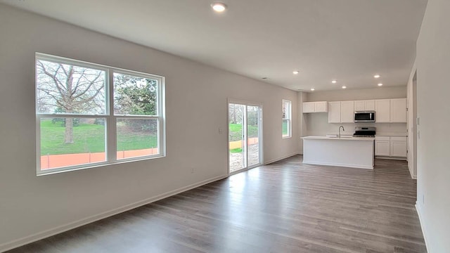 11300 Wildridge Ln, Huntley, IL 60142 - unfurnished living room with wood finished floors and recessed lighting