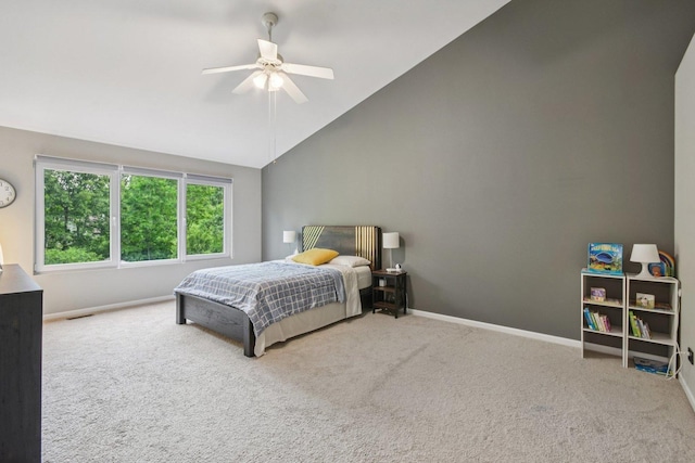 765 Providence Ln, Crystal Lake, IL 60012 - bedroom with carpet flooring, vaulted ceiling, and ceiling fan