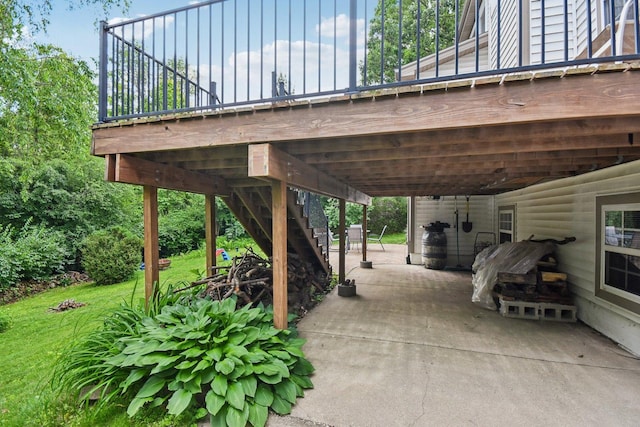765 Providence Ln, Crystal Lake, IL 60012 - view of patio featuring stairs, a carport, and a wooden deck