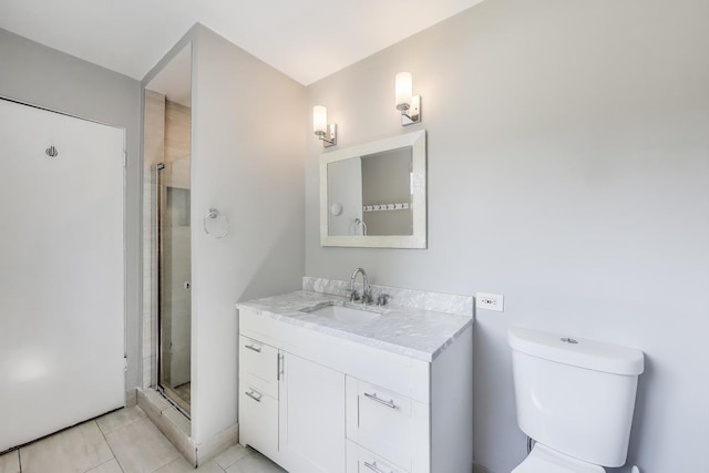 471 Highcrest Dr, Wilmette, IL 60091 - bathroom featuring vanity, a stall shower, and tile patterned flooring