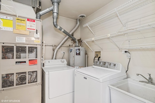 3071 Plum Island Dr, Northbrook, IL 60062 - laundry area with water heater, washing machine and dryer, and heating unit