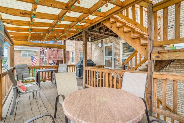 2241 S 17th Ave, North Riverside, IL 60546 - wooden deck featuring a grill and outdoor dining area