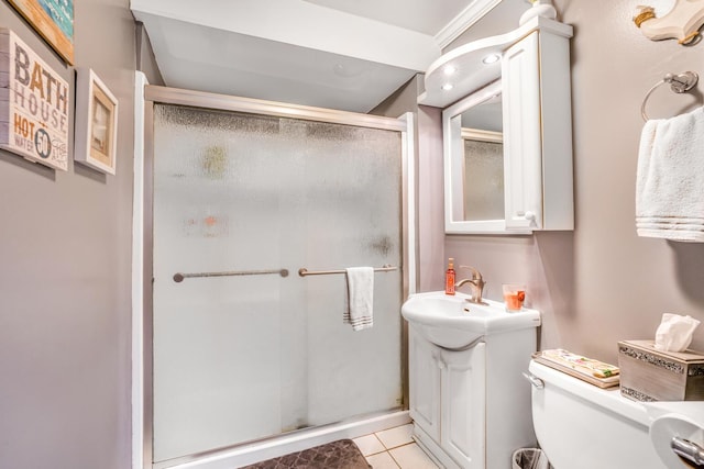 2241 S 17th Ave, North Riverside, IL 60546 - bathroom with a stall shower, tile patterned flooring, and vanity