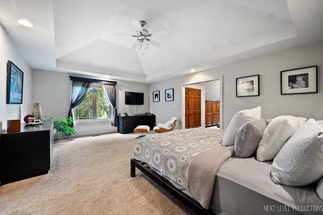 7N107 Hastings Dr, Saint Charles, IL 60175 - bedroom with a tray ceiling, carpet, recessed lighting, and ceiling fan