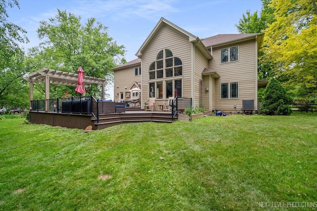 7N107 Hastings Dr, Saint Charles, IL 60175 - back of property with a pergola, a yard, and a deck