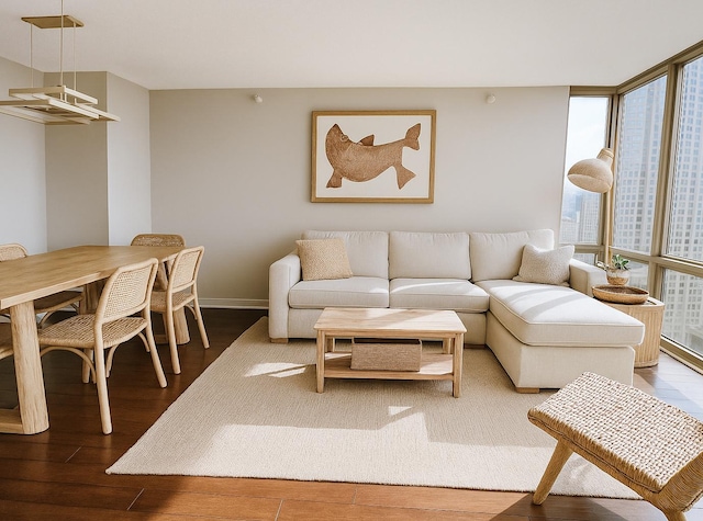2 E Erie St Unit 3106, Chicago, IL 60611 - living room featuring wood finished floors and a wall of windows