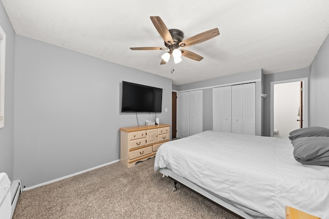 1320 Lore Ln Unit 2-201, Lombard, IL 60148 - carpeted bedroom featuring baseboard heating and ceiling fan