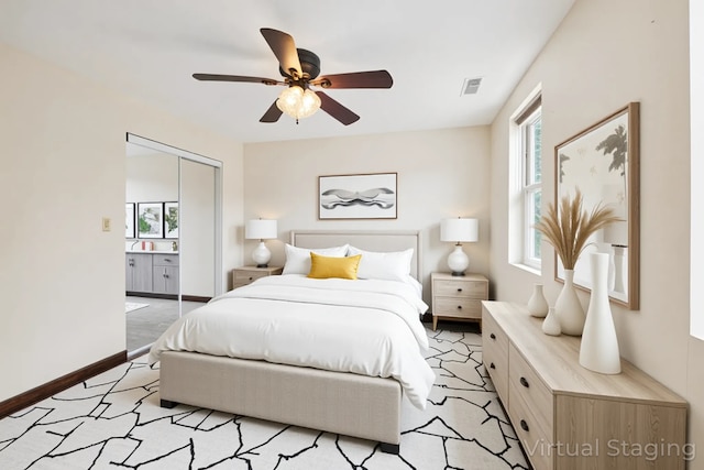 1940 S Racine Ave, Chicago, IL 60608 - bedroom featuring multiple windows, a closet, and ceiling fan