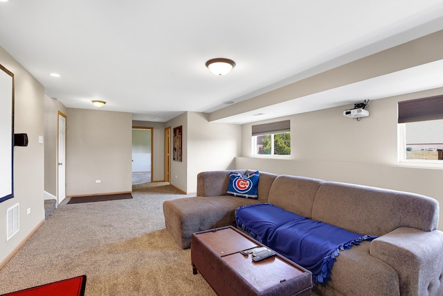 21023 Siegel Dr, Crest Hill, IL 60403 - carpeted living area with baseboards and recessed lighting