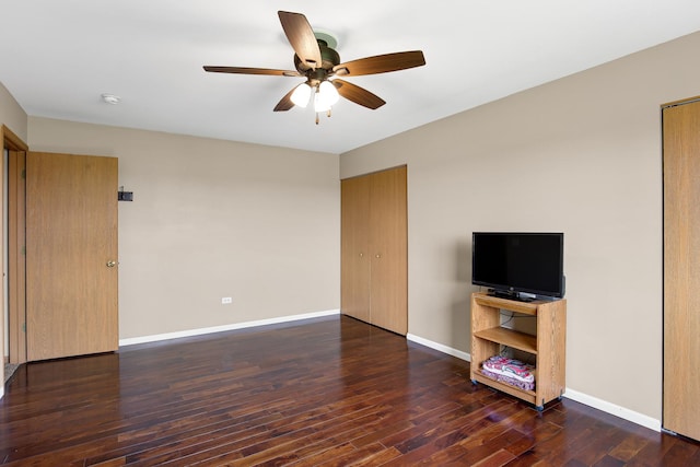 21023 Siegel Dr, Crest Hill, IL 60403 - unfurnished living room with a ceiling fan and wood finished floors